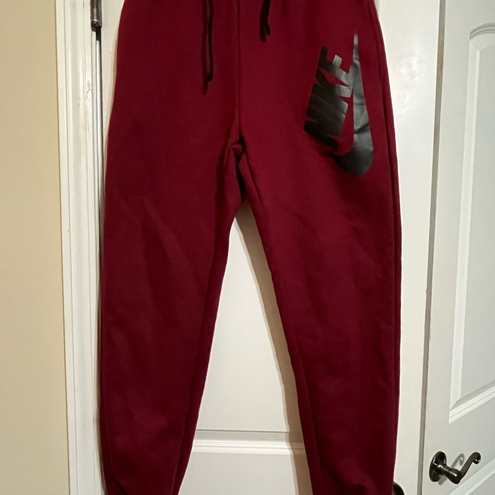 Nike Men's Burgundy Joggers with Black Logo